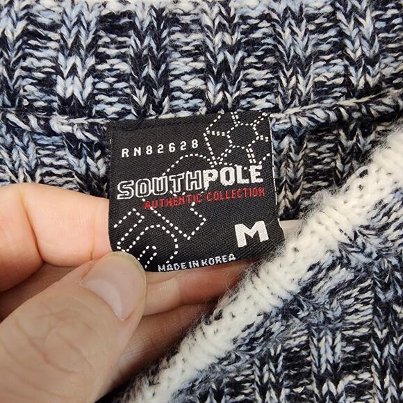 Southpole Sweater Size M Blue Gray Big Logo Heavyweight Baggy Vintage 90s Y2K - Picture 8 of 11